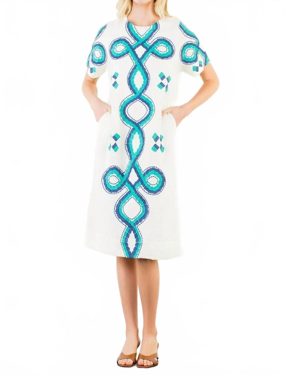 NEW THML embroidered midi dress in cream